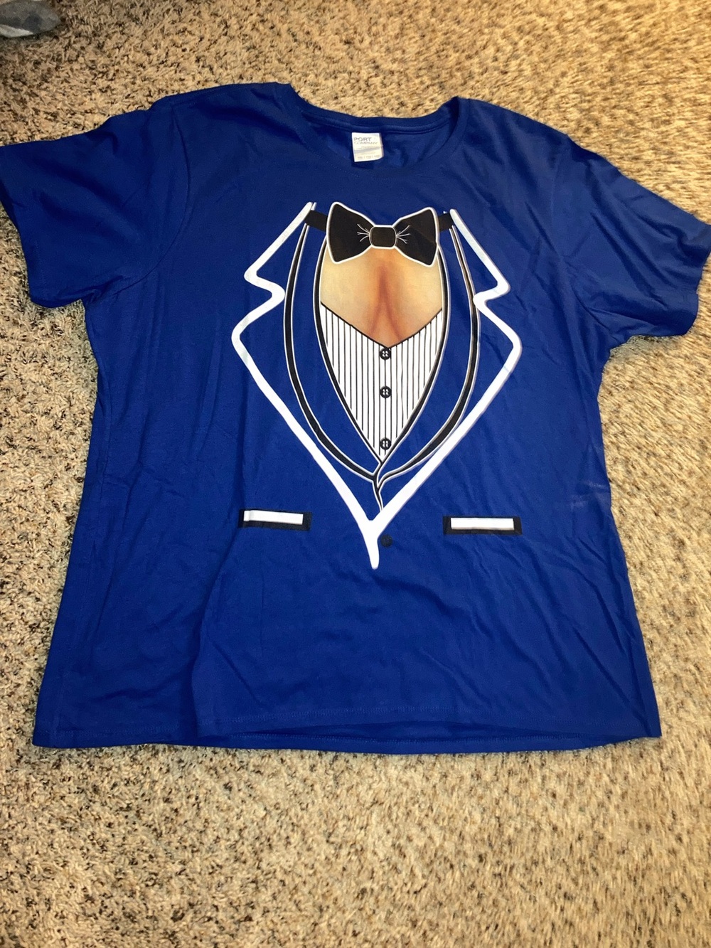 Port and Company Royal Blue Novelty Tuxedo Tee